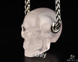 Necklace of 1.1 Top Quality Rose Quartz Hand Carved Crystal Skull Pendant