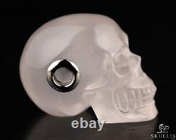 Necklace of 1.1 Top Quality Rose Quartz Hand Carved Crystal Skull Pendant