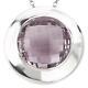 New. 925 Sterling Silver Pink Quartz Round Faceted Slide Pendant Necklace