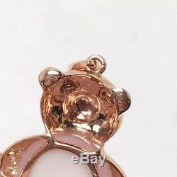 New! La Bell Diamond Rose Quartz 14k Rose Gold Teddy Bear Pendant (#746)