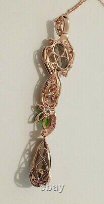New Le Vian 14K Strawberry Gold Multi Gem Necklace with Paper Rare & Huge