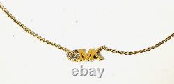 New Michael Kors Gold Tone Chain, Crystal, Mk, Heart, Disc, Pendant Necklace Mkj7977