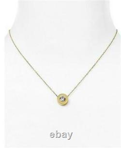 New Michael Kors Gold Tone Chain, Disc Crystal Pendant Necklace Mkj5340