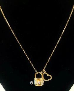 New Michael Kors Rose Gold, Large Padlock, Cutout Heart Charm, Chain Necklace