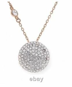 New Michael Kors Rose Gold Tone Chain, Crystal Pave Disk Pendant Necklace Mkj3909