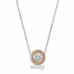 New Michael Kors Rose Gold Tone Chain, Disc Crystal Pendant Necklace Mkj5342