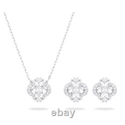 New Swarovski Necklace and Earrings Set Clover Designs Floating Clear Crystal