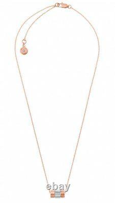 New-michael Kors Rose Gold, Baguette Crystal Barrel Chain Charm Necklace-mkj4951