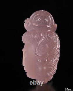Nice 2.2 Rose Quartz Carved Kwan-yin Crystal Pendant, Crystal Healing