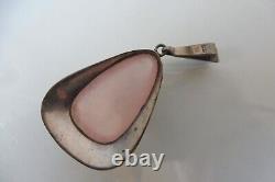 Nice, old Pendant, Chain Pendant, 800 Silver With Rose Quartz, AHB 800