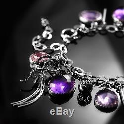 Nivai sterling silver wire-wrapped bracelet with amethyst and rose quartz