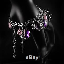 Nivai sterling silver wire-wrapped bracelet with amethyst and rose quartz