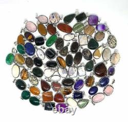 Offer Rose Quartz & Mix Gemstone 925 Sterling Silver Plated Handmade Pendant Lot