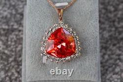 Padparadscha Crystal & White Crystal Rose Gold Plated Sterling Silver Pendant