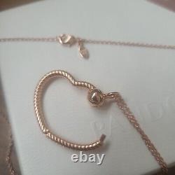 Pandora Rose Gold Heart O Pendant Necklace 70cm Chain. Boxed
