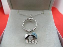 Pandora Silver 0 Pendant Necklace S925 Red Turqoise I Love You Charm
