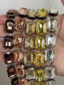 Peach Yellow Wine Crystal Antique Brass Necklaces Georgian Collet Women Gift