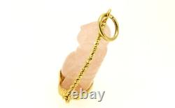 Pendant Buddha Vintage Years 70 IN Pink Quartz And Gold Solid 18K Made in Italy