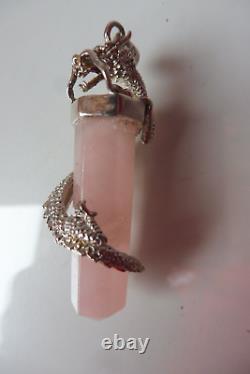 Pendant Roof 925 Silver with Rose Quartz, Very Beautiful Pendant