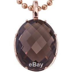 Pendant Smoky quartz oval brown facetted & 585 Gold Rose Gold Ladies
