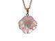 Pendant camellia in quartz rose and diamonds golden pink
