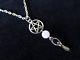 Pentacle, Rose Quartz and Goddess Pendant necklace on 18 silver plated chain