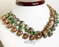 Peridot Peach Silk Crystal Necklaces Georgian Collet Women Gift Anna Wintour