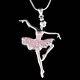 Pink BALLERINA Ballet Dancer Pointe Dance made with Swarovski Crystal Necklace