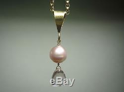 Pink Freshwater Pearl Rose Quartz Natural Color Gemstone Pendant