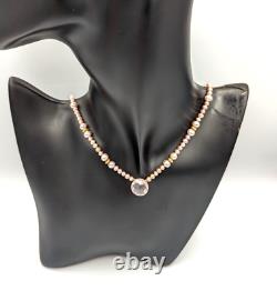 Pink Genuine Pearl Rose Quartz Faceted Pendant 14K Gold Necklace 18