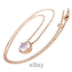 Poiray 18K Rose Gold Milky Quartz & Diamond Pendant Necklace PPG3134