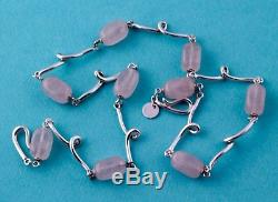 Pretty Tiffany & Co Rose Quartz Silver Wire 18 Necklace, can use as a bracelet