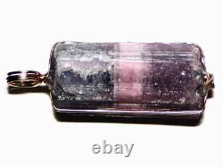 Purple Paraiba Tourmaline Necklace, Raw Crystal Pendant (43.7 ct) Rose Gold Wrap