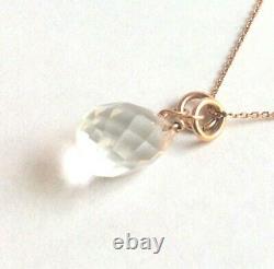 QUARTZ crystal 9ct ROSE GOLD pendant necklace hallmark birthstone bridal wedding