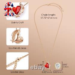 Quality Valentines Necklaces for Women Love Heart Crystal Pendant Rose /