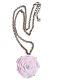 RARE RUNWAY OSCAR DE LA RENTA swarovsky Crystal pink resin rose pendant necklace