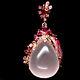 REAL 25X32mm PINK ROSE QUARTZ RUBY SAPPHIRE PENDANT 925 STERLING SILVER ROSE GP