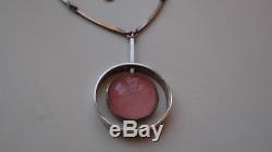 Rare N. E. From Sterling Silver 925s With Rosequartz Denmark Pendant And Chain