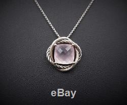 Rare Sterling Silver David Yurman Rose Quartz Infinity Necklace 18 NS969