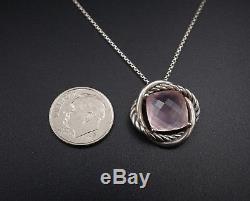 Rare Sterling Silver David Yurman Rose Quartz Infinity Necklace 18 NS969