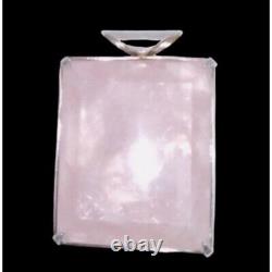 Rare Vintage Rose Quartz Set in Sterling Silver Statement Pendant