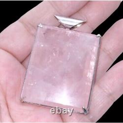 Rare Vintage Rose Quartz Set in Sterling Silver Statement Pendant