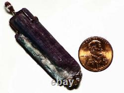Raw Paraiba Tourmaline Crystal (74 ct) 14k Rose Gold Necklace Pendant Large Gem