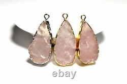 Raw Rose Pink Quartz Crystal Natural Stone Pendant Necklace Jewelry Making Gift