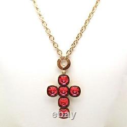 Rebecca Pink Crystal Cross Pendant in Rose Gold Plated Bronze-RRP $360