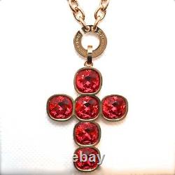 Rebecca Pink Crystal Cross Pendant in Rose Gold Plated Bronze-RRP $360