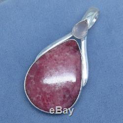 Rhodonite & Rose Quartz Pendant Sterling Silver Large Pear 181056 Fancy-Dancy