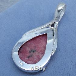 Rhodonite & Rose Quartz Pendant Sterling Silver Large Pear 181056 Fancy-Dancy