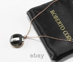 Roberto Coin Ipanema 18k Rose Gold Quartz Diamond Circle Round Necklace Pendant