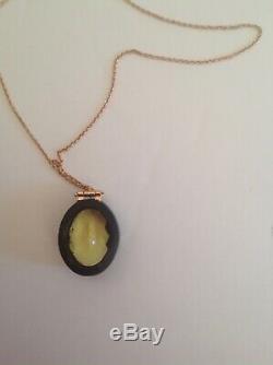 Roberto Coin Ipanema Lemon Quartz Oval Black Wood 18k Rose Gold Pendant Chain